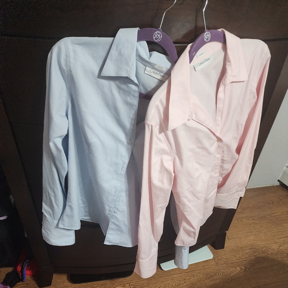 Lot of 2 Calvin Klein womens dress blouse size 12 and 2 Worthington size Large